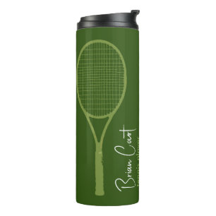 Tennis Racquet Personalised Green Thermal Tumbler