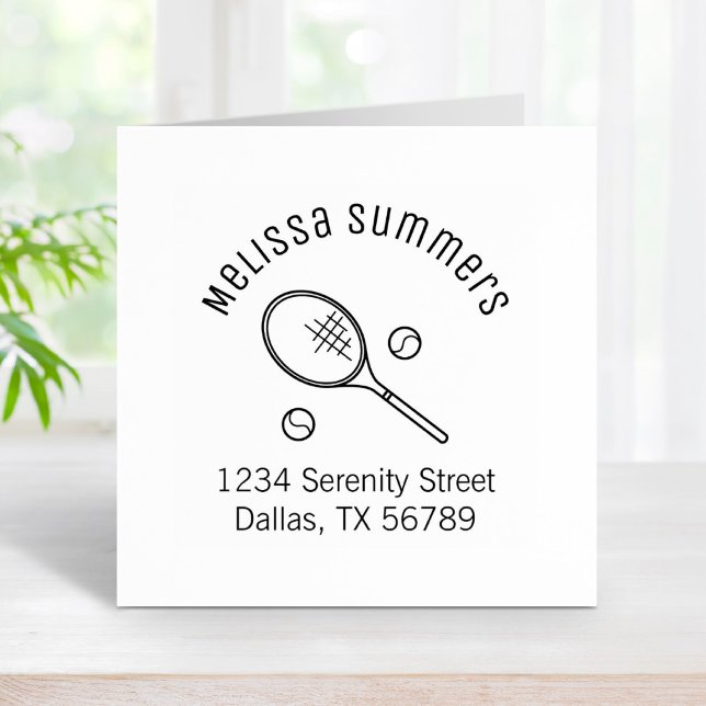Tennis Racquet Racket and Balls Arch Address Rubber Stamp (Creator Uploaded)