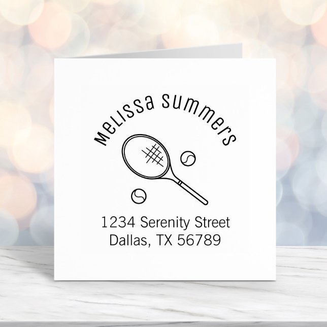 Tennis Racquet Racket and Balls Arch Address Self-inking Stamp (Creator Uploaded)