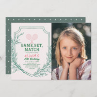 Tennis Racquet Retro Pink & Green Girl Birthday