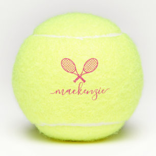 Tennis Racquets and Ball Name Personalised Pink