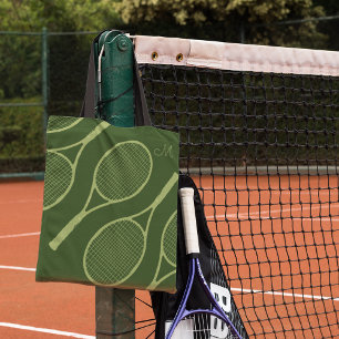 tennis racquets green tote bag