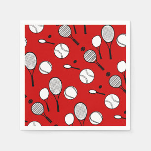 Tennis red white black napkin