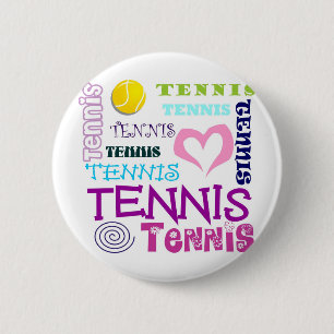 Tennis Repeating 6 Cm Round Badge