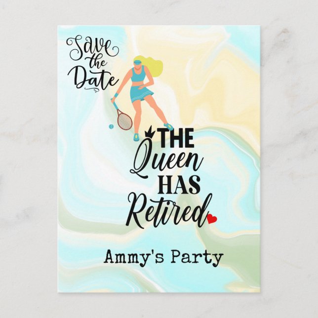 Tennis Retirement Party Save the Date Postcard (Front)