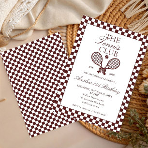  Tennis Retro Old Money  Bow Birthday Invitation