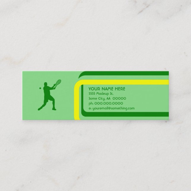 tennis : retro style : mini business card (Front)