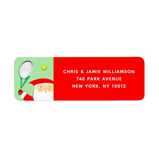 Tennis return-address holiday labels (Front)