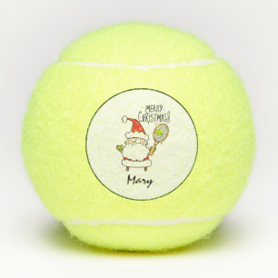 Tennis Santa Claus Merry Christmas with racket  Balls