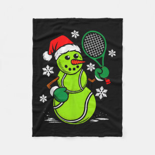 Tennis Santa Hat Snowman Xmas Funny Tennis Lover C Fleece Blanket