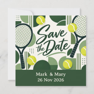 Tennis Save the Date Racket and Ball Design
