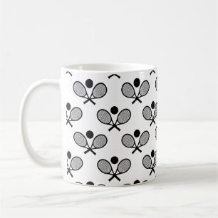Tennis Seamless Pattern - Racket and Ball on White Coffee Mug