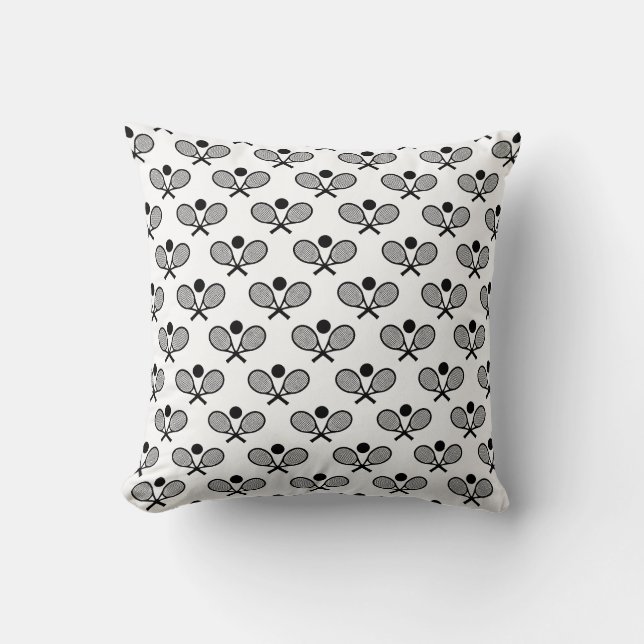 Tennis Seamless Pattern - Racket and Ball on White Cushion (Front)