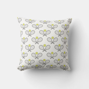 Tennis Seamless Pattern - Racket and Ball on White Cushion