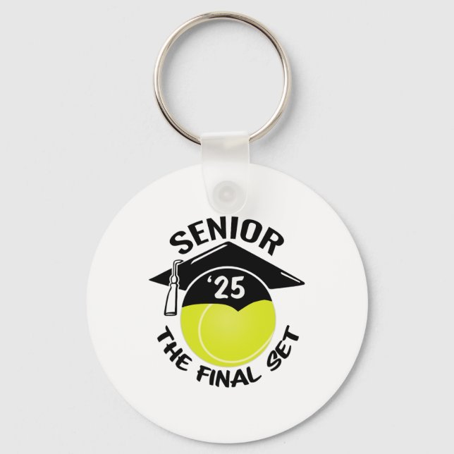 Tennis Senior 2025 The Final Set Graduation Cap  Key Ring (Front)