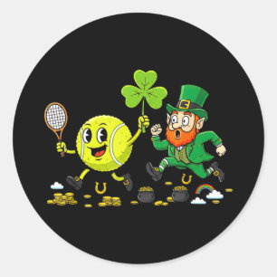 Tennis shamrock clover st patricks day womens mens classic round sticker
