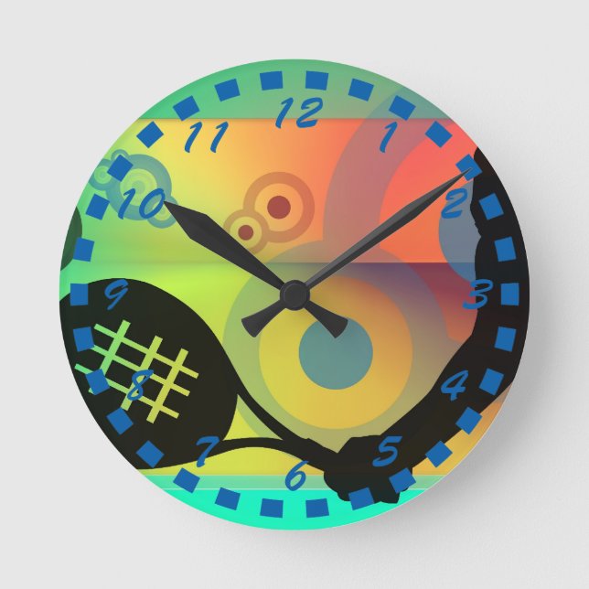 Tennis Silhouette artwork design Round Clock (Front)