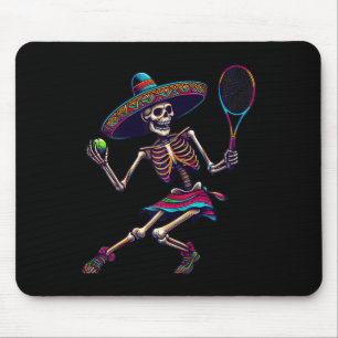 Tennis Skeleton Mexican Sombrero Cinco De Mayo Ten Mouse Pad