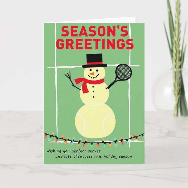 Tennis Snowman Holiday Card (Front)