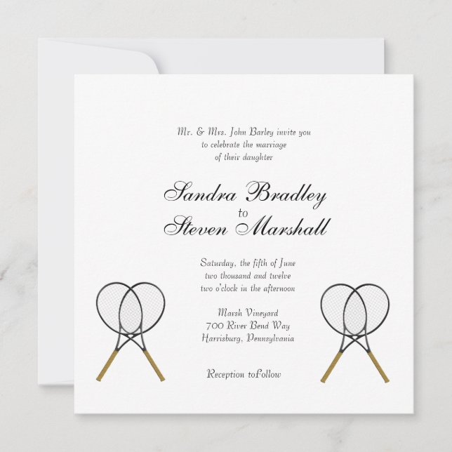 Tennis Sport Theme Wedding Invitations (Front)