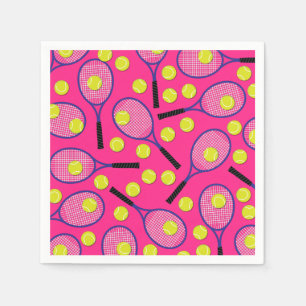 Tennis Sports Birthday Party Pink Napkin
