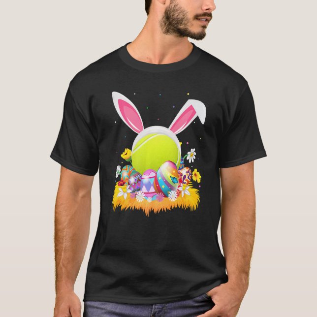 Tennis Sports Easter Egg Funny Tennis Easter Sunda T-Shirt (Front)