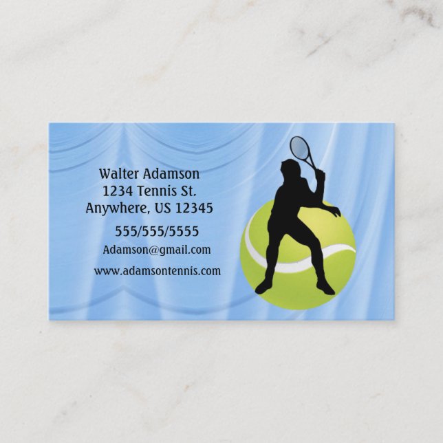 Tennis Sports Emphasis player ball Personalise Business Card (Front)