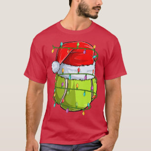 Tennis Sports Lover Xmas Lights Santa Tennis Ball T-Shirt