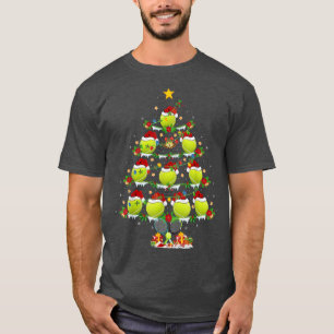 Tennis Sports Lover Xmas Lights Tennis Ball Christ T-Shirt