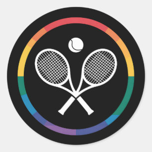 Tennis Sports Rainbow LGBTQ Gay Pride Ally Classic Round Sticker