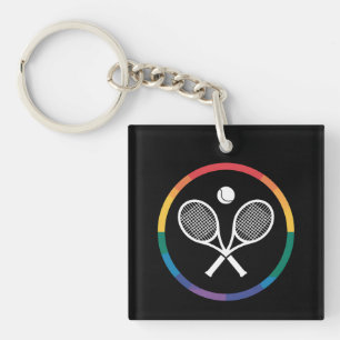 Tennis Sports Rainbow LGBTQ Gay Pride Ally Key Ring