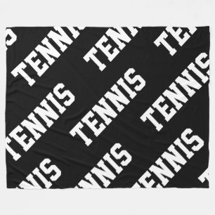 TENNIS Sporty Tiled Diagonal White Text On Fleece Blanket