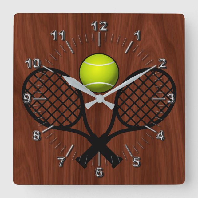 Tennis Square Wall Clock (Front)