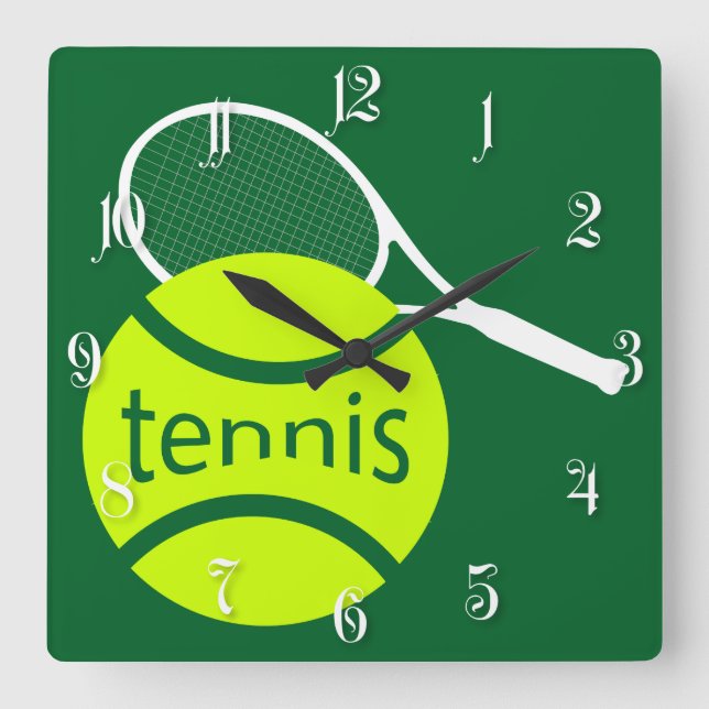 Tennis Square Wall Clock (Front)