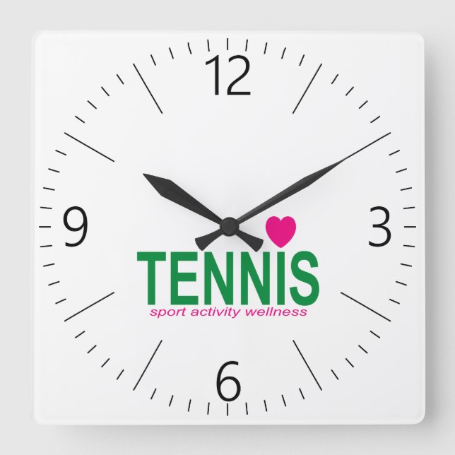 Tennis Square Wall Clock (Front)
