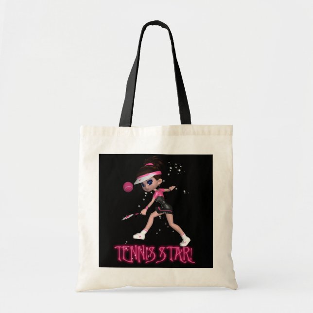 Tennis Star Designer Tote Bag - Cute Bag (Front)