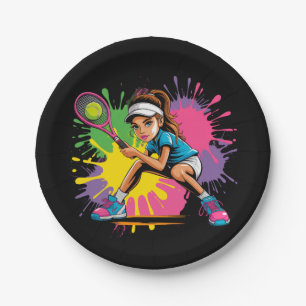 Tennis Star Girl Birthday Party Paper Plate