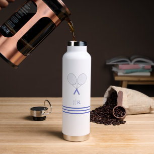 Tennis Stationery Blue Racquet Monogram Water Bo Bottle