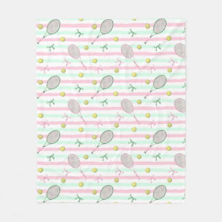 Tennis Stripes Pale Green and Pink Fleece Blanket