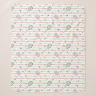 Tennis Stripes Pale Green and Pink Sherpa Blanket