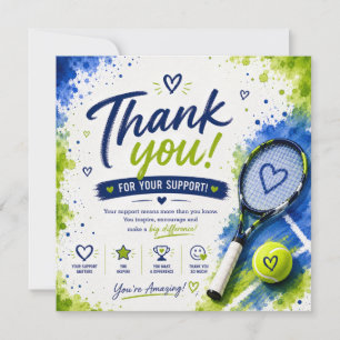 Tennis Support Appreciation Thank You Card