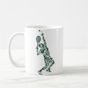 Tennis T Shirt - Player Positions Balls Racket in Coffee Mug