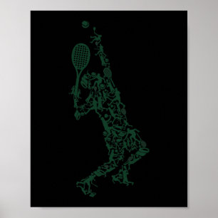 Tennis T Shirt Player Positions Balls Racket in dr Poster