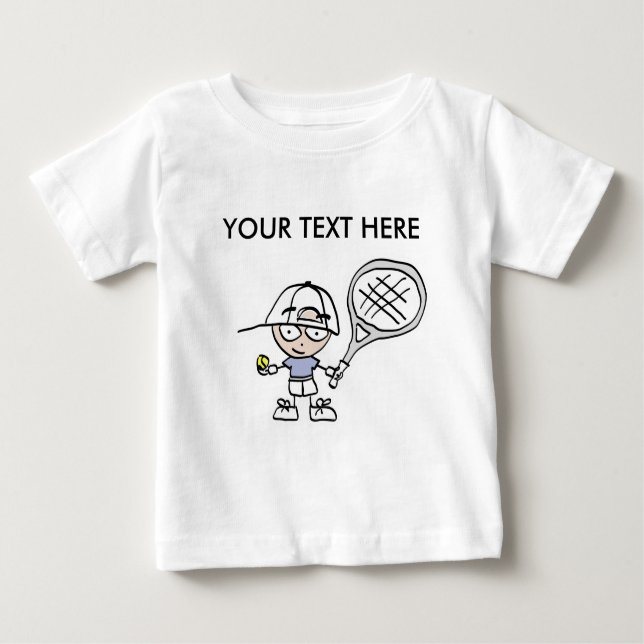 Tennis T Shirt with personalizable cartoon print (Front)