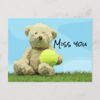 Tennis Teddy bear Player holds ball Miss You Lover