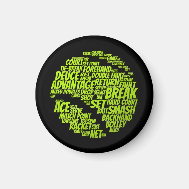 Tennis Terms Tennis Player Playing Tennis Ball Magnet (Front)