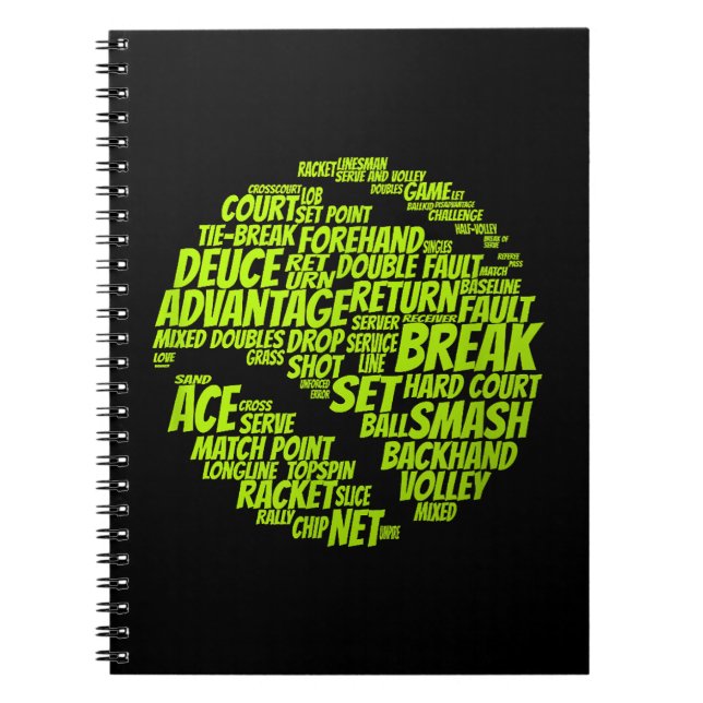 Tennis Terms Tennis Player Playing Tennis Ball Notebook (Front)