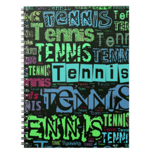 Tennis Text Collage Spiral Notebook