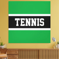 TENNIS Text Fun Bold Green Black White Stripes
