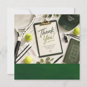 Tennis Thank you card ball and racket for coach